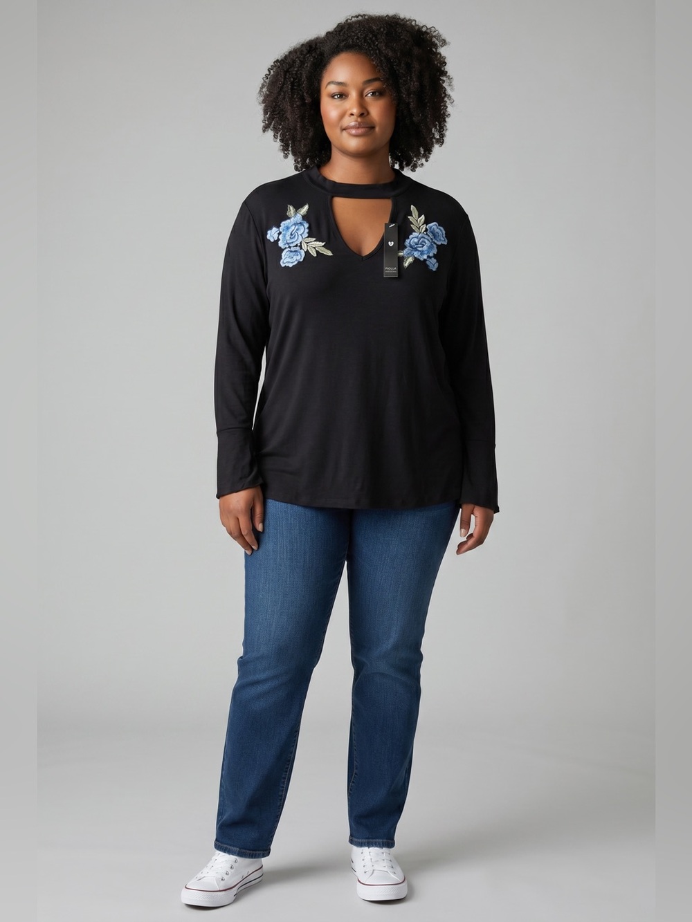 Unique Spectrum Embroidered Blouse // Black // 3X // NEW
